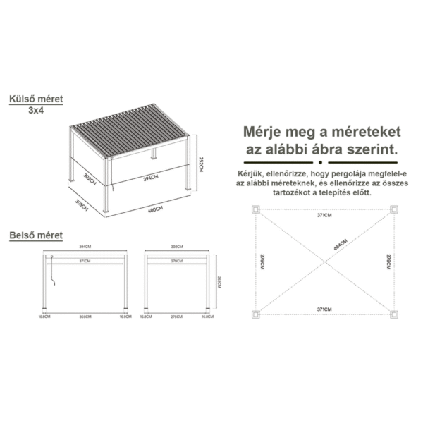 3x4 m Bioklimatikus alu Pergola - Image 5